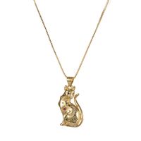 Copper Elegant Lady Sweet Plating Inlay Cat Zircon Pendant Necklace sku image 5