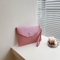 Women's Medium Pu Leather Solid Color Basic Magnetic Buckle Clutch Bag main image 6