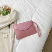 Women's Medium Pu Leather Solid Color Basic Magnetic Buckle Clutch Bag sku image 5
