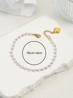 304 Stainless Steel Imitation Pearl 18K Gold Plated Elegant Lady Classic Style Beaded Plating Four Leaf Clover Angel Palm Artificial Pearls Bracelets main image 2