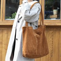Women's Large Corduroy Solid Color Streetwear Open Tote Bag main image 2