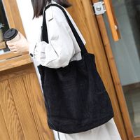 Women's Large Corduroy Solid Color Streetwear Open Tote Bag sku image 3