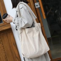 Women's Large Corduroy Solid Color Streetwear Open Tote Bag sku image 1