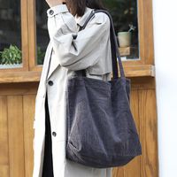 Women's Large Corduroy Solid Color Streetwear Open Tote Bag main image 1