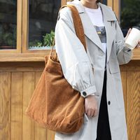 Women's Large Corduroy Solid Color Streetwear Open Tote Bag main image 5