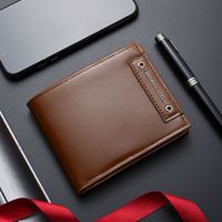 Men's Solid Color Pu Leather Fold In Half Small Wallets sku image 3