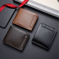 Men's Solid Color Pu Leather Fold In Half Small Wallets main image 5