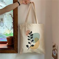 Women's Canvas Leaves Flower Classic Style Square Open Canvas Bag sku image 11