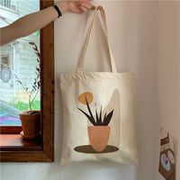 Women's Canvas Leaves Flower Classic Style Square Open Canvas Bag sku image 5