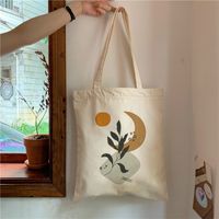 Women's Canvas Leaves Flower Classic Style Square Open Canvas Bag sku image 8