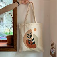Women's Canvas Leaves Flower Classic Style Square Open Canvas Bag sku image 6