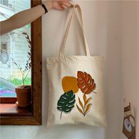 Women's Canvas Leaves Flower Classic Style Square Open Canvas Bag sku image 10