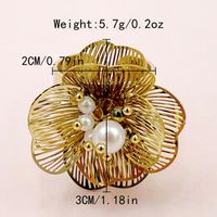304 Stainless Steel Casual Vacation Plating Hollow Out Flower Pearl Open Rings main image 3