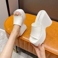 Women's Casual Solid Color Square Toe High Heel Slippers sku image 1