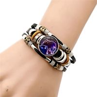 Vintage Style Punk Classic Style Constellation Pu Leather Beaded Inlay Glass Women's Bracelets main image 3