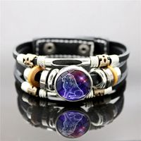 Vintage Style Punk Classic Style Constellation Pu Leather Beaded Inlay Glass Women's Bracelets main image 5