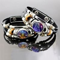 Vintage Style Punk Classic Style Constellation Pu Leather Beaded Inlay Glass Women's Bracelets main image 4
