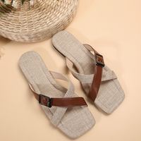 Women's Casual Vacation Solid Color Square Toe Flats sku image 1