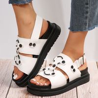 Women's Casual Vacation Solid Color Round Toe Beach Sandals main image 1