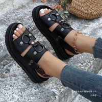 Women's Casual Vacation Solid Color Round Toe Beach Sandals main image 2