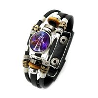 Style Vintage Punk Style Classique Constellation Faux Cuir Perlé Incruster Verre Femmes Bracelets sku image 2