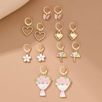6 Pairs Cute Sweet Star Flower Enamel Alloy Drop Earrings main image 2