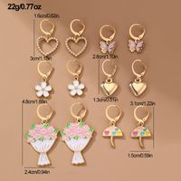 6 Paires Mignon Sucré Star Fleur Émail Alliage Boucles D'oreilles main image 4