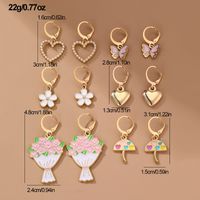 6 Pairs Cute Sweet Star Flower Enamel Alloy Drop Earrings main image 4