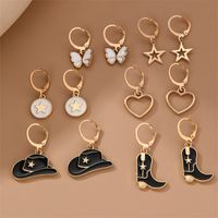 6 Paires Mignon Sucré Star Fleur Émail Alliage Boucles D'oreilles main image 6