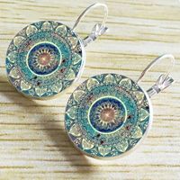 1 Pair Retro Color Block Inlay Alloy Glass Earrings main image 4