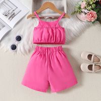Casual Cute Solid Color Cotton Girls Clothing Sets main image 4