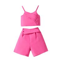 Casual Cute Solid Color Cotton Girls Clothing Sets main image 3