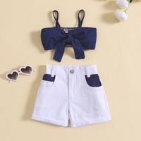 Elegant Cute Bow Knot Cotton Girls Clothing Sets main image 1