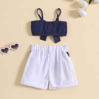 Elegant Cute Bow Knot Cotton Girls Clothing Sets main image 2