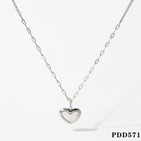 304 Stainless Steel 14K Gold Plated White Gold Plated Sweet Heart Shape Necklace main image 5
