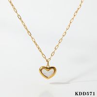304 Stainless Steel 14K Gold Plated White Gold Plated Sweet Heart Shape Necklace main image 6
