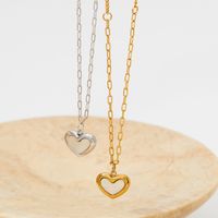 304 Stainless Steel 14K Gold Plated White Gold Plated Sweet Heart Shape Necklace main image 1
