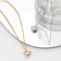 304 Stainless Steel 14K Gold Plated White Gold Plated Sweet Heart Shape Necklace main image 3