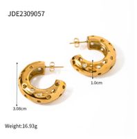 1 Pair Retro Roman Style C Shape 304 Stainless Steel 18K Gold Plated Ear Studs main image 2
