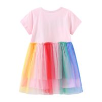 Cute Rainbow Cotton Polyester Girls Dresses main image 4