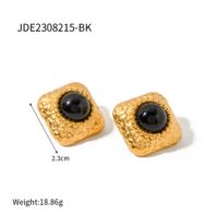 1 Pair Vintage Style Rhombus Inlay 304 Stainless Steel Agate 18K Gold Plated Ear Studs main image 2