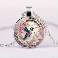 Großhandel Schmuck Retro Einfacher Stil Vogel Legierung Glas Inlay Halskette Mit Anhänger main image 3