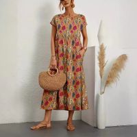 Women's Regular Dress Vacation Round Neck Printing Zipper Sleeveless Leaves Flower Maxi Long Dress Holiday Daily Beach main image 4