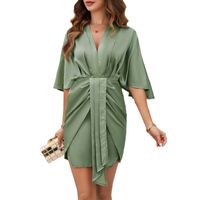 Women's Regular Dress Elegant V Neck 3/4 Length Sleeve Solid Color Knee-Length Daily main image 3