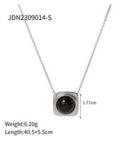 304 Stainless Steel IG Style Inlay Geometric Agate Pendant Necklace main image 2