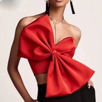 Women's Wrap Crop Top Tank Tops Bowknot Sexy Solid Color main image 6