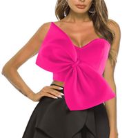 Women's Wrap Crop Top Tank Tops Bowknot Sexy Solid Color main image 4
