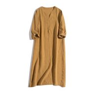 Femmes Robe Régulière Style Simple Col En V Demi Manche Couleur Unie Robe Mi-Longue Du Quotidien main image 1