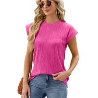 Women's T-shirt Short Sleeve T-Shirts Patchwork Simple Style Solid Color main image 5