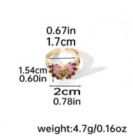 Wholesale Vacation Butterfly Copper Enamel Inlay 18K Gold Plated Zircon Open Rings main image 2